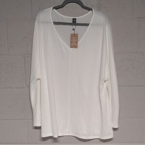 SHEIN Curve White V-Neck Relaxed Top Size 3XL, NWT